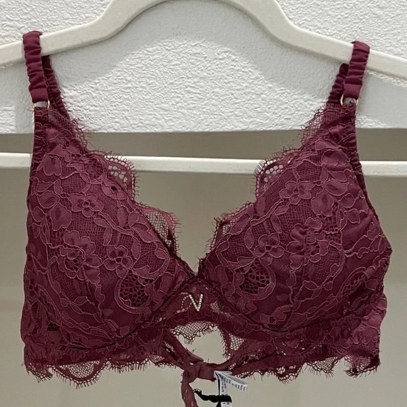 NWT Valery Macarons Lace Triangle Bra Purple / Eggplant (34C) - Picture 4 of 6